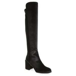 $800 STUART WEITZMAN Lowjack Over the Knee Stretch Velvet Boot BLACK 6 (S4)